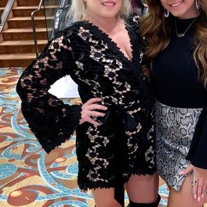 Black Velvet “lace” romper